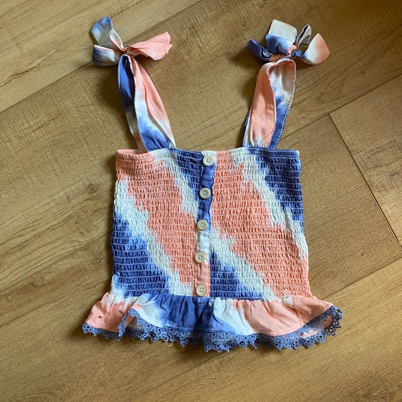 Jessica Simpson little girls medium size 8 tie dye orange purple tank top ruffle - Picture 1 of 7